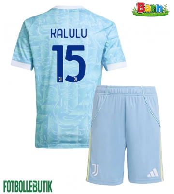 Juventus Pierre Kalulu #15 Bortaställ Barn 2025-26 Kortärmad (+ Korta byxor)